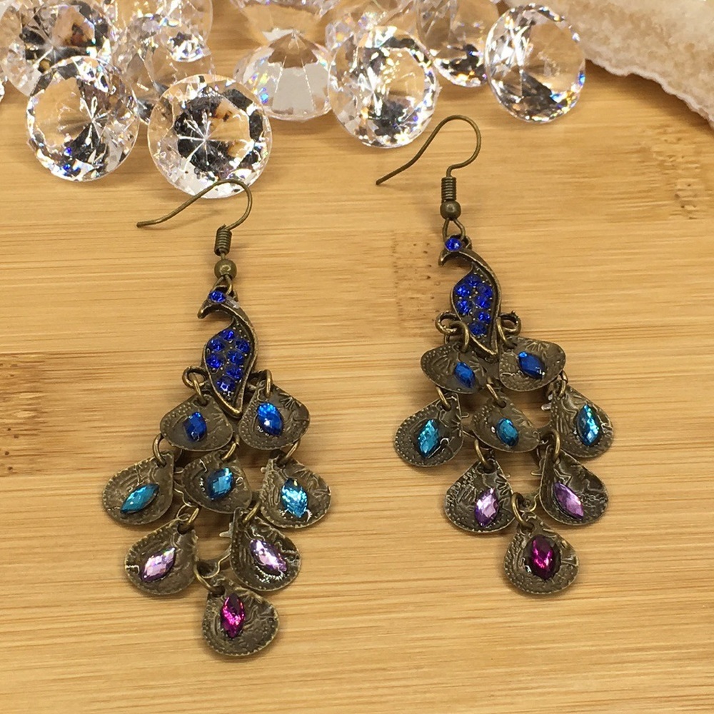 Peacock Earrings ( Lightweight ) - Picture 2 of 8